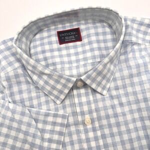 UNTUCKit Clarke‎ 2XL XXL Blue White Gingham Short Sleeve Button Down Shirt New